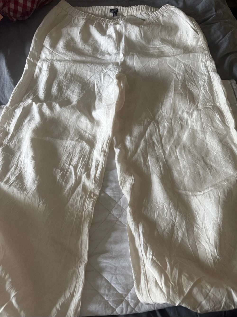Women’s Cream Lightweight Linen-Blend Pants